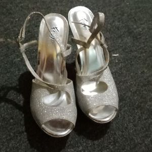 Silver sparkly spiked heels